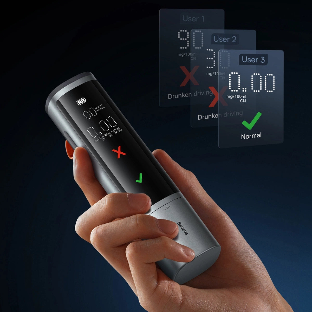 Electronic Breathalyzer Baseus SafeJourney Pro (Grey)_25