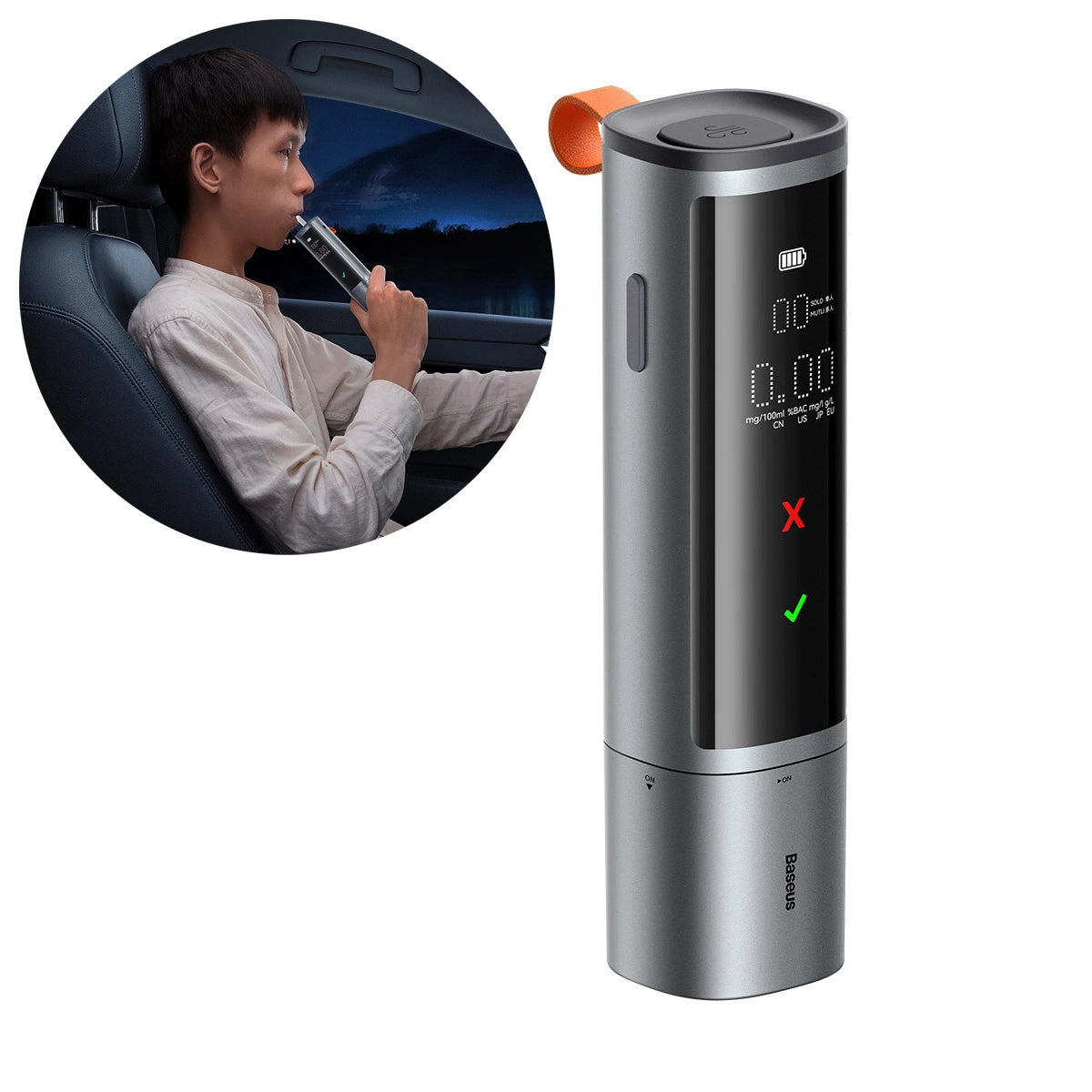 Electronic Breathalyzer Baseus SafeJourney Pro (Grey)_1