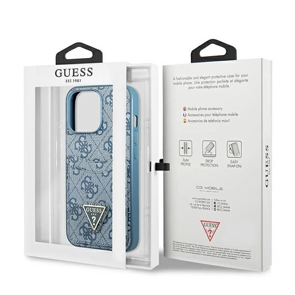 Guess 4G Triangle Logo Cardslot Case for iPhone 13 Pro / 13 - Blue_7