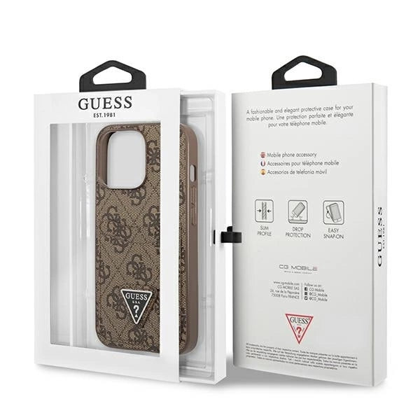 Guess 4G Triangle Logo Cardslot Case for iPhone 13 Pro / 13 - Brown_7