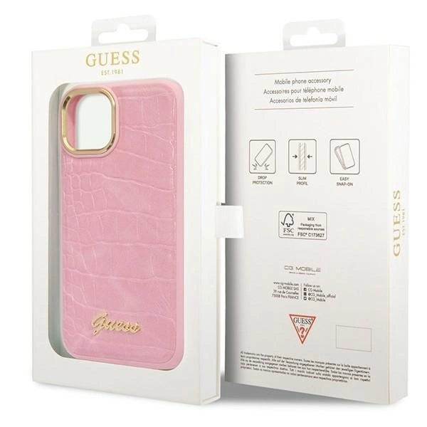 Guess Croco Collection case for iPhone 14 Plus - pink_7