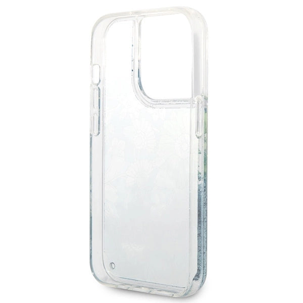 Guess Flower Liquid Glitter case for iPhone 14 Pro Max - green_6