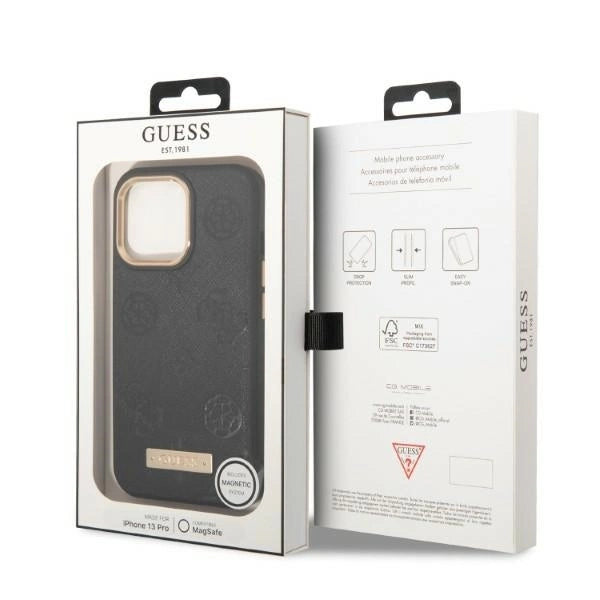 Guess GUHMP13LSAPSTK iPhone 13 Pro / 13 6.1" black/black hardcase Peony Logo Plate MagSafe_7