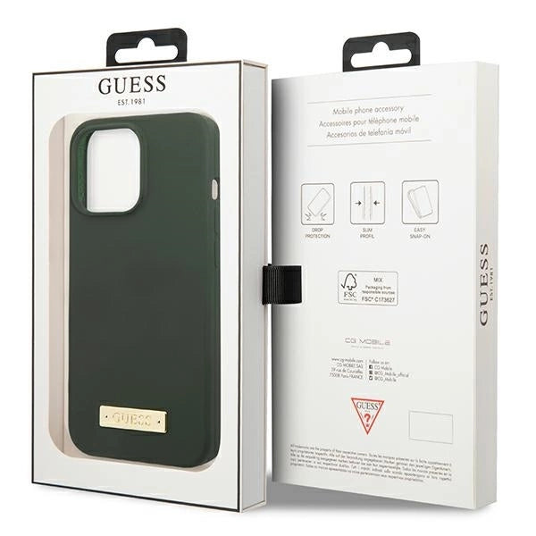 Guess Silicone Logo Plate MagSafe case for iPhone 13 Pro / iPhone 13 - green_7