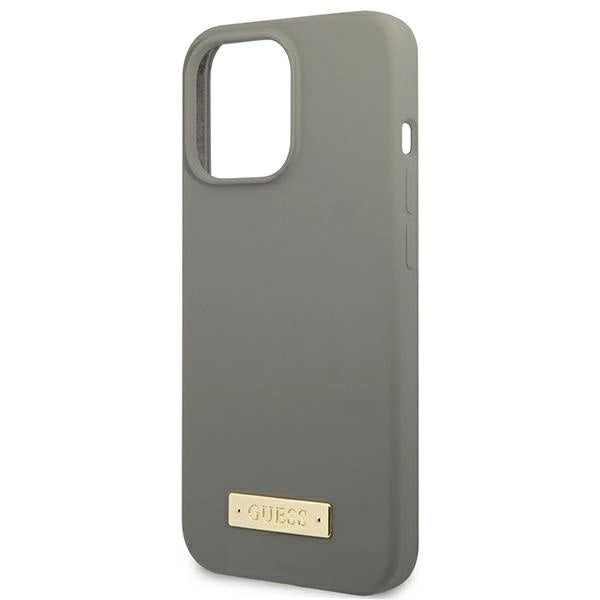 Guess GUHMP13LSPLG iPhone 13 Pro / 13 6.1" grey/grey hard case Silicone Logo Plate MagSafe_5