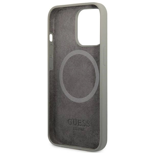 Guess GUHMP13LSPLG iPhone 13 Pro / 13 6.1" grey/grey hard case Silicone Logo Plate MagSafe_6