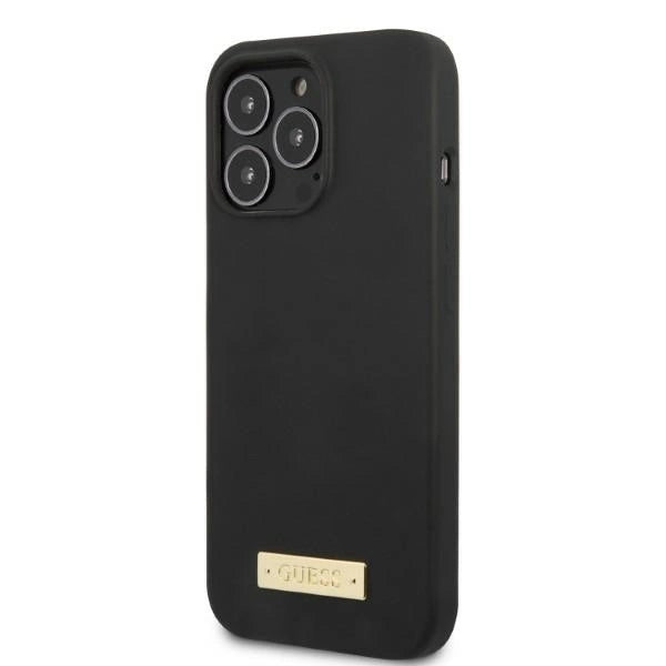 Guess GUHMP13LSPLK iPhone 13 Pro / 13 6.1" black/black hard case Silicone Logo Plate MagSafe_1