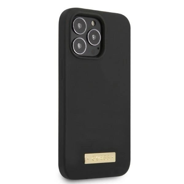 Guess GUHMP13LSPLK iPhone 13 Pro / 13 6.1" black/black hard case Silicone Logo Plate MagSafe_3