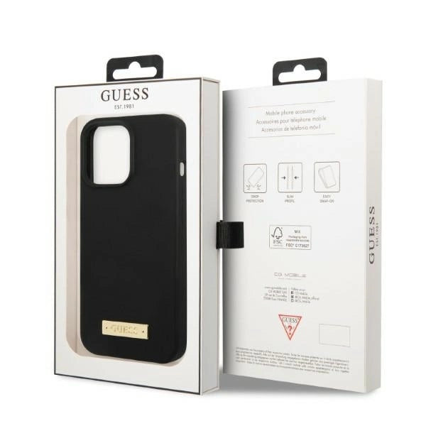 Guess GUHMP13LSPLK iPhone 13 Pro / 13 6.1" black/black hard case Silicone Logo Plate MagSafe_7