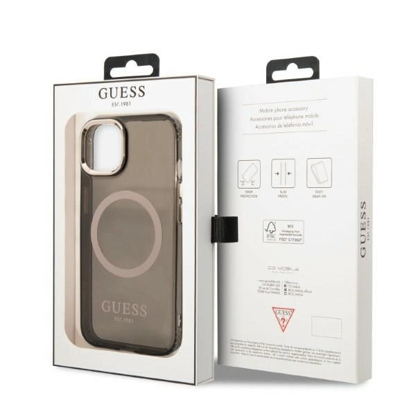 Guess Gold Outline Translucent MagSafe case for iPhone 13 - black_7