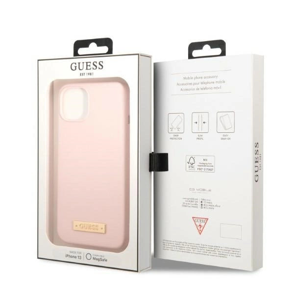 Guess GUHMP13MSBPLP iPhone 13 6.1" pink/pink hard case Silicone Logo Plate MagSafe_7