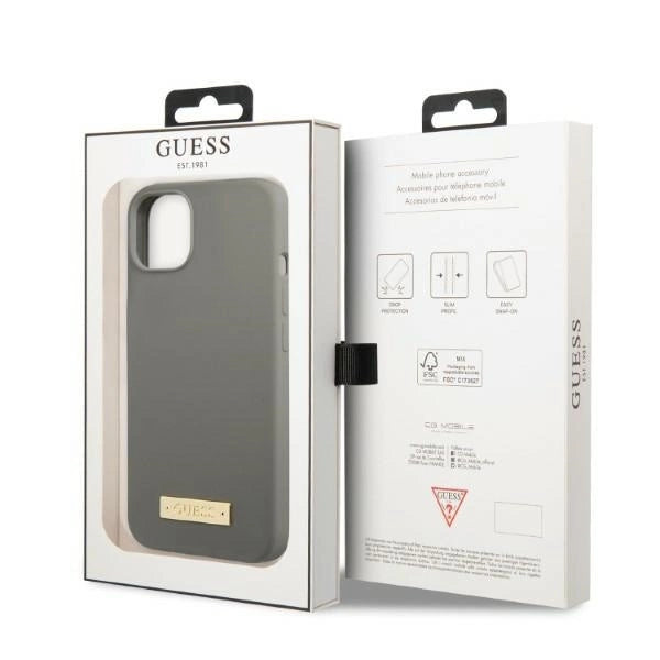Guess GUHMP13MSPLG iPhone 13 6.1" grey/grey hard case Silicone Logo Plate MagSafe_7