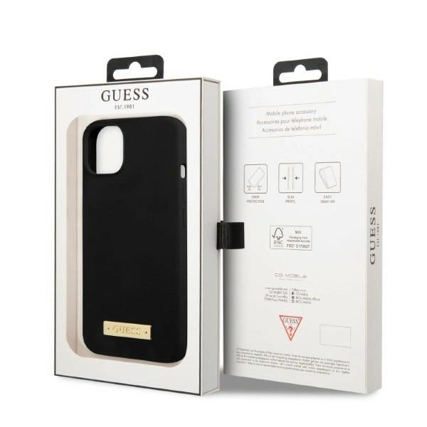 Guess GUHMP13MSPLK iPhone 13 6.1" black/black hard case Silicone Logo Plate MagSafe_7