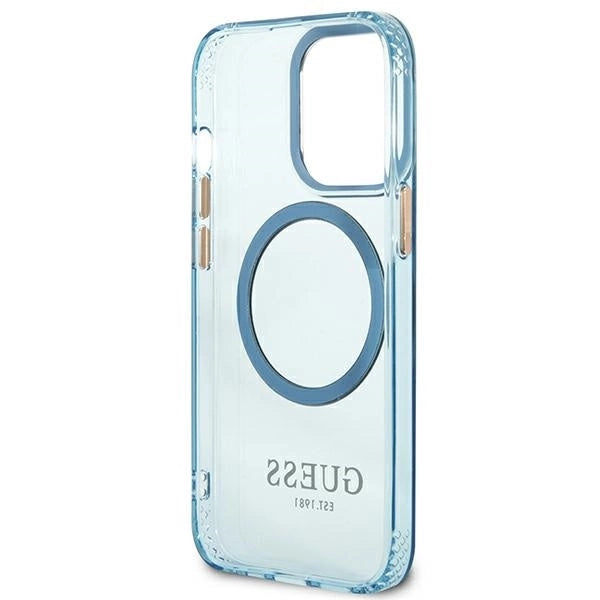 Guess GUHMP13XHTCMB iPhone 13 Pro Max 6.7" blue/blue hard case Gold Outline Translucent MagSafe_6
