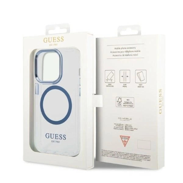 Guess Metal Outline MagSafe case for iPhone 14 Pro - blue_7
