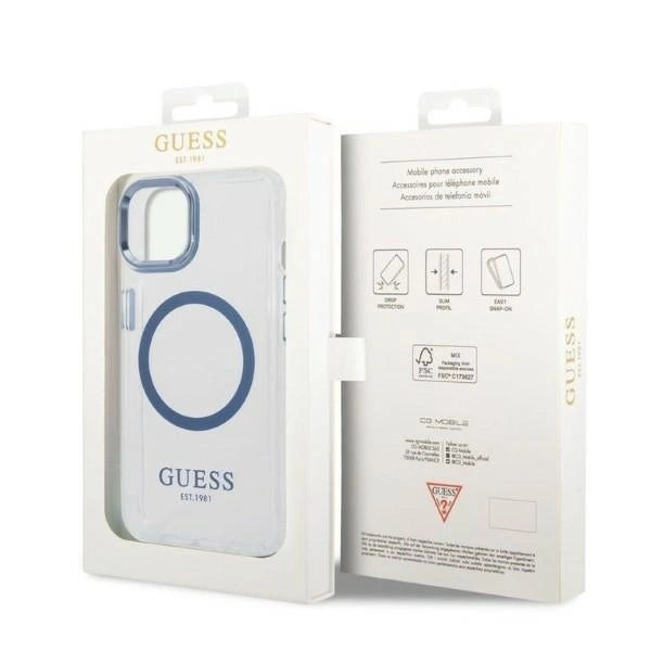 Guess Metal Outline MagSafe case for iPhone 14 Plus - blue_7