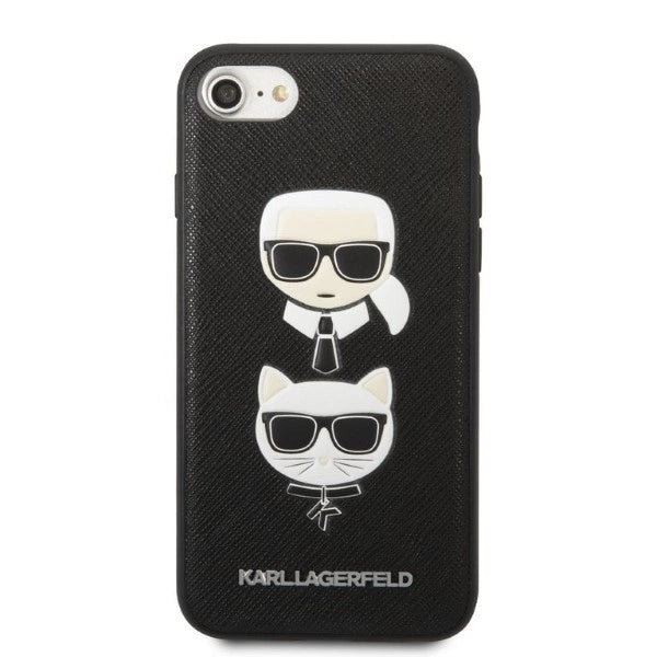 Karl Lagerfeld KLHCI8SAKICKCBK iPhone 7/8 / SE 2020 / SE 2022 black/black hardcase Saffiano Karl&Choupette Head_2