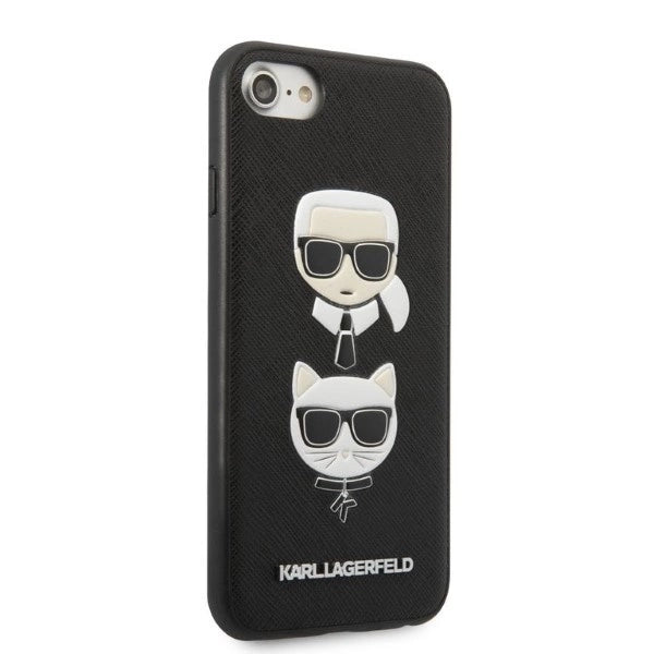 Karl Lagerfeld KLHCI8SAKICKCBK iPhone 7/8 / SE 2020 / SE 2022 black/black hardcase Saffiano Karl&Choupette Head_3