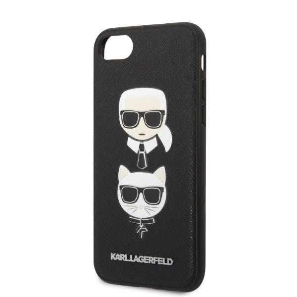 Karl Lagerfeld KLHCI8SAKICKCBK iPhone 7/8 / SE 2020 / SE 2022 black/black hardcase Saffiano Karl&Choupette Head_5