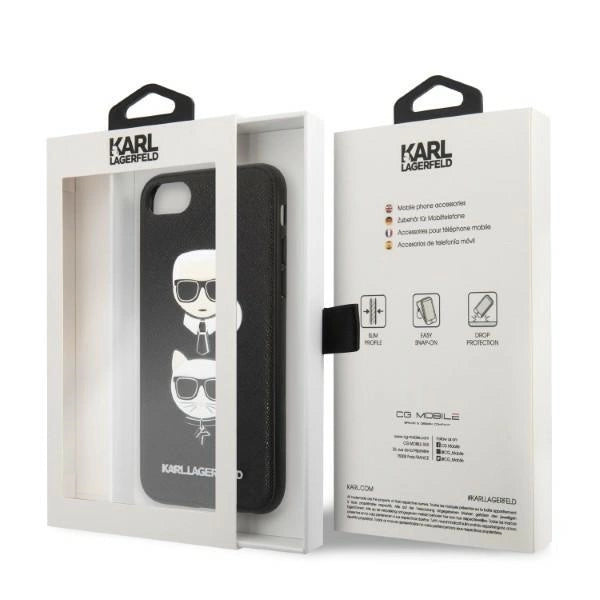 Karl Lagerfeld KLHCI8SAKICKCBK iPhone 7/8 / SE 2020 / SE 2022 black/black hardcase Saffiano Karl&Choupette Head_7