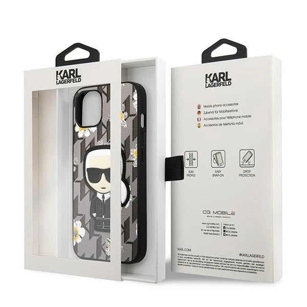 Karl Lagerfeld Flower Ikonik Karl case for iPhone 13 mini - gray_7