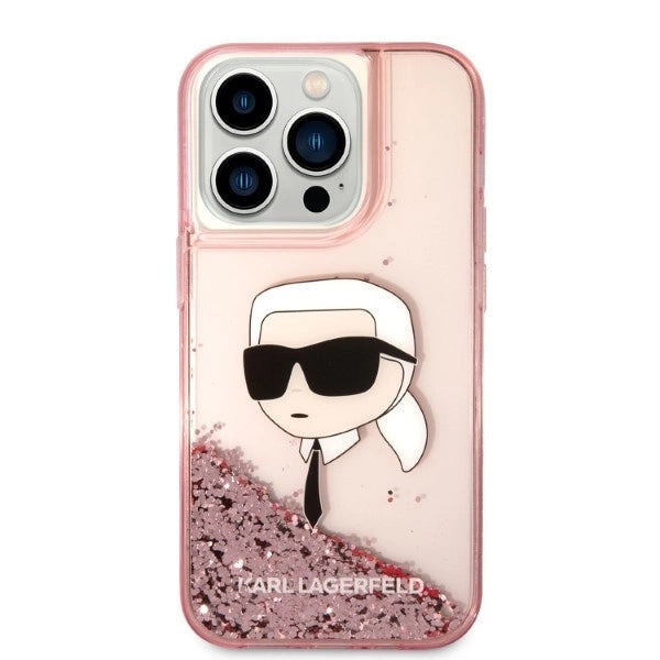 Karl Lagerfeld Glitter Karl's Head case for iPhone 14 Pro - pink_2