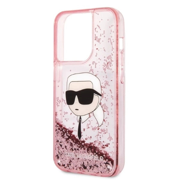 Karl Lagerfeld Glitter Karl's Head case for iPhone 14 Pro - pink_5