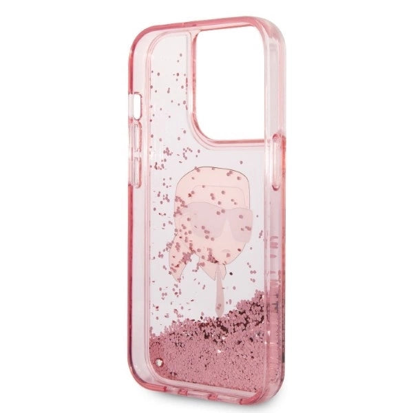 Karl Lagerfeld Glitter Karl's Head case for iPhone 14 Pro - pink_6