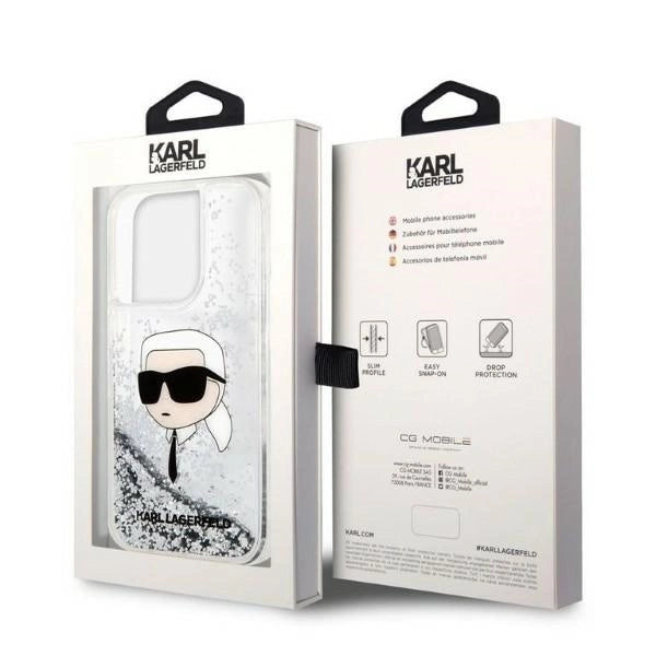 Karl Lagerfeld Glitter Karl's Head case for iPhone 14 Pro Max - silver_7