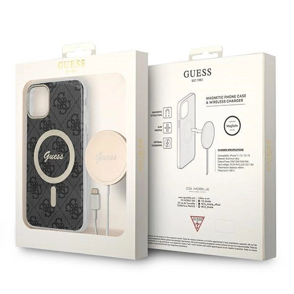 Set Guess GUBPN61H4EACSK Case+Charger iPhone 11 6.1" black/black hard case 4G Print MagSafe_9