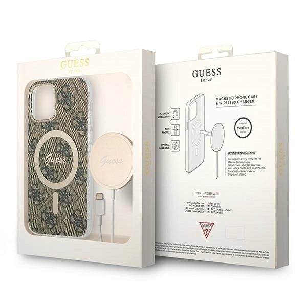 Set Guess GUBPP12MH4EACSW Case+ Charger iPhone 12/12 Pro brown/brown hard case 4G Print MagSafe_9