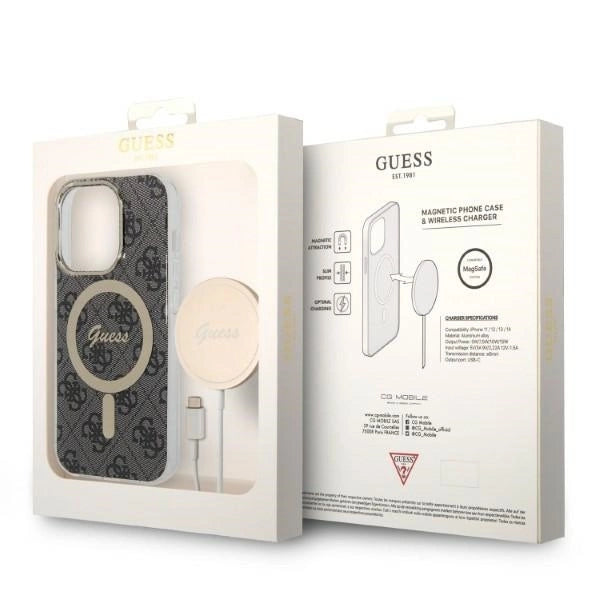 Set Guess GUBPP14LH4EACSK Case+ Charger iPhone 14 Pro 6.1" black/black hard case 4G Print MagSafe_9