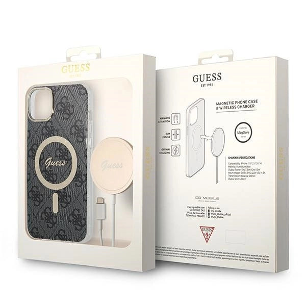 Set Guess GUBPP14MH4EACSK Case+ Charger iPhone 14 Plus 6.7" black/black hard case 4G Print MagSafe_9