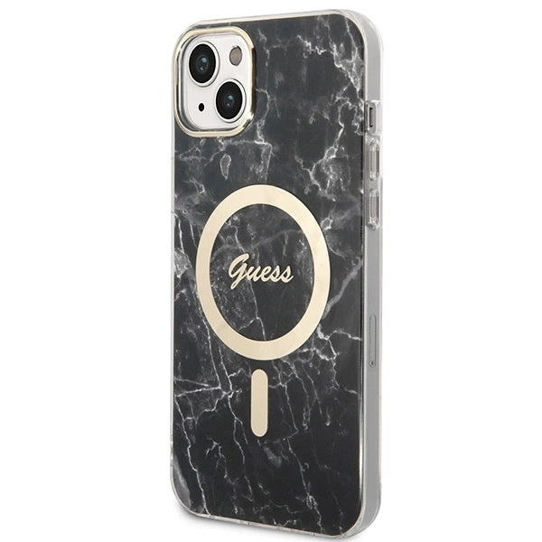 Set Guess GUBPP14SHMEACSK Case+ Charger iPhone 14 6.1" black/black hard case Marble MagSafe_1