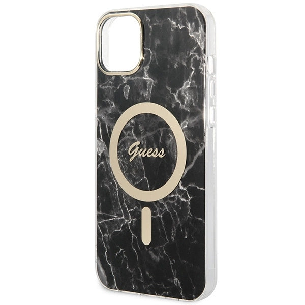 Set Guess GUBPP14SHMEACSK Case+ Charger iPhone 14 6.1" black/black hard case Marble MagSafe_5