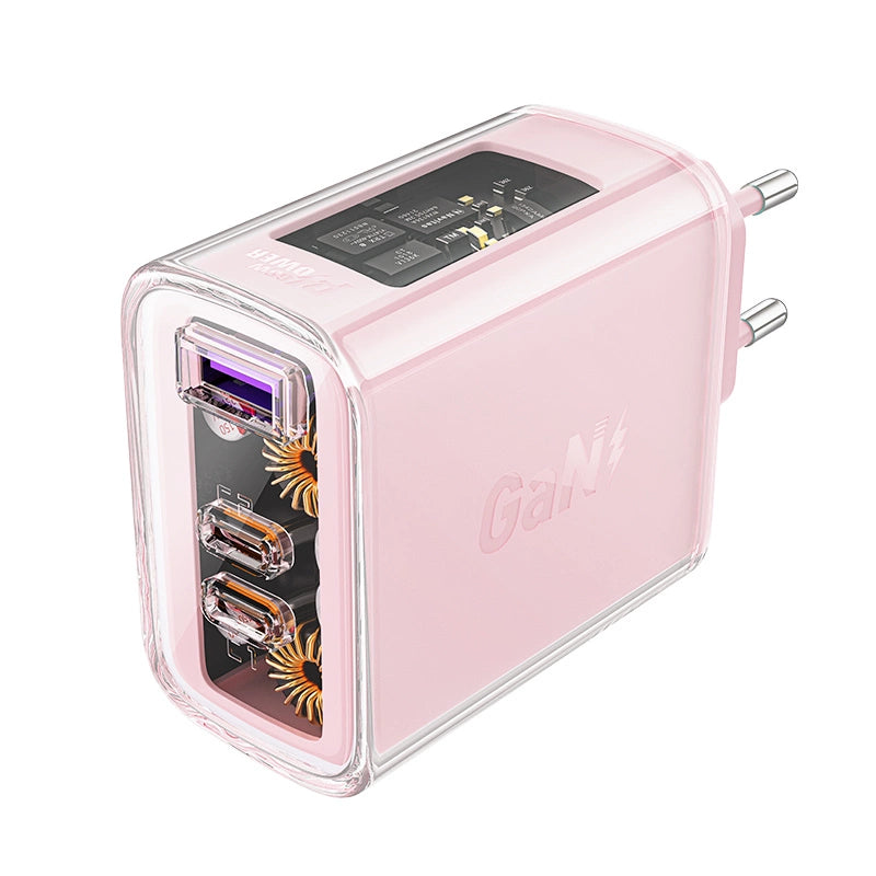 Acefast charger GaN 65W 3 ports (1xUSB, 2xUSB C) pink (A45)_0