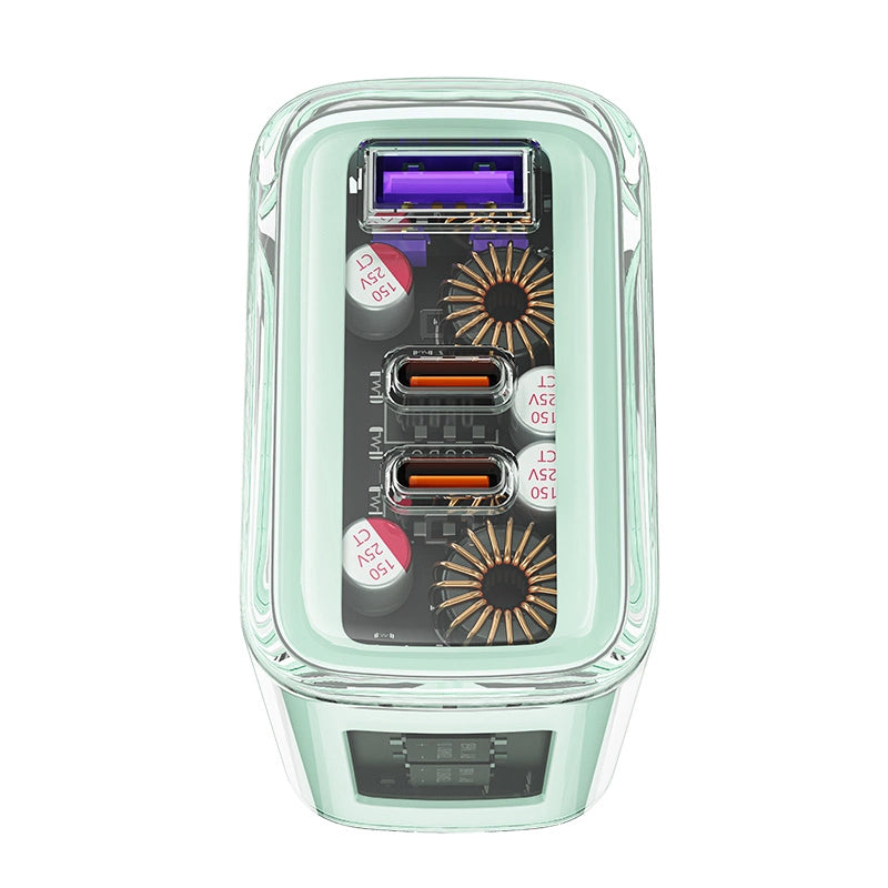 Acefast charger GaN 65W 3 ports (1xUSB, 2xUSB C) pink (A45)_7