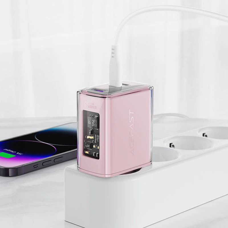 Acefast charger GaN 65W 3 ports (1xUSB, 2xUSB C) green (A45)_5