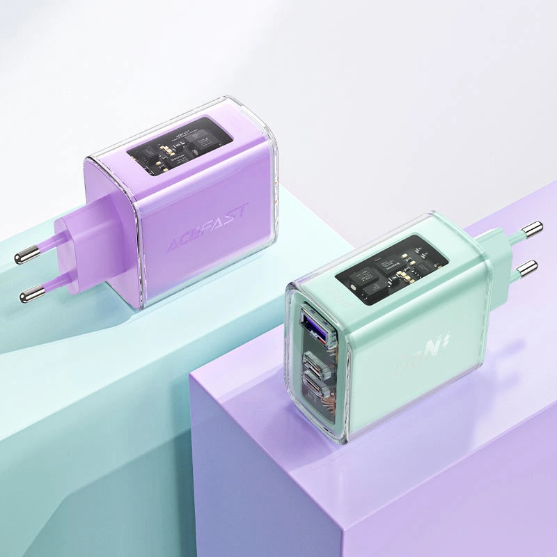 Acefast charger GaN 65W 3 ports (1xUSB, 2xUSB C) green (A45)_7