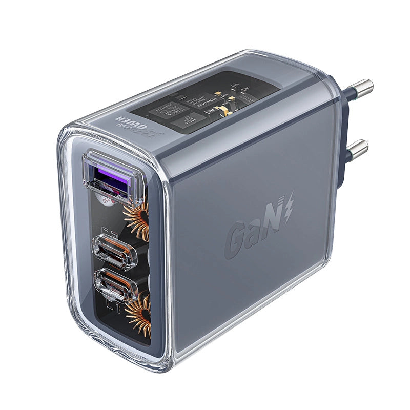 Acefast charger GaN 65W 3 ports (1xUSB, 2xUSB C) gray (A45)_0