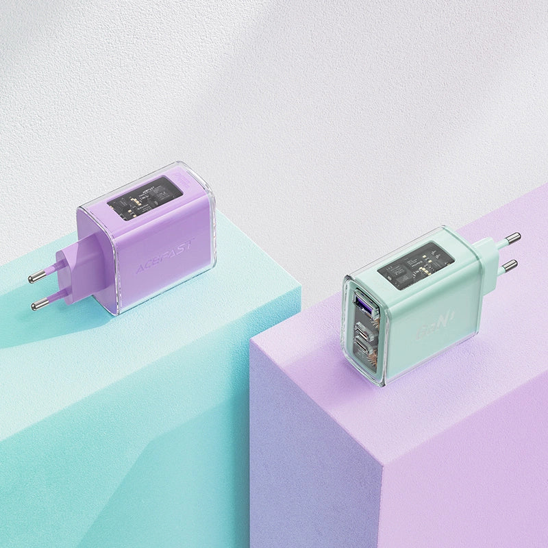 Acefast charger GaN 65W 3 ports (1xUSB, 2xUSB C) gray (A45)_1
