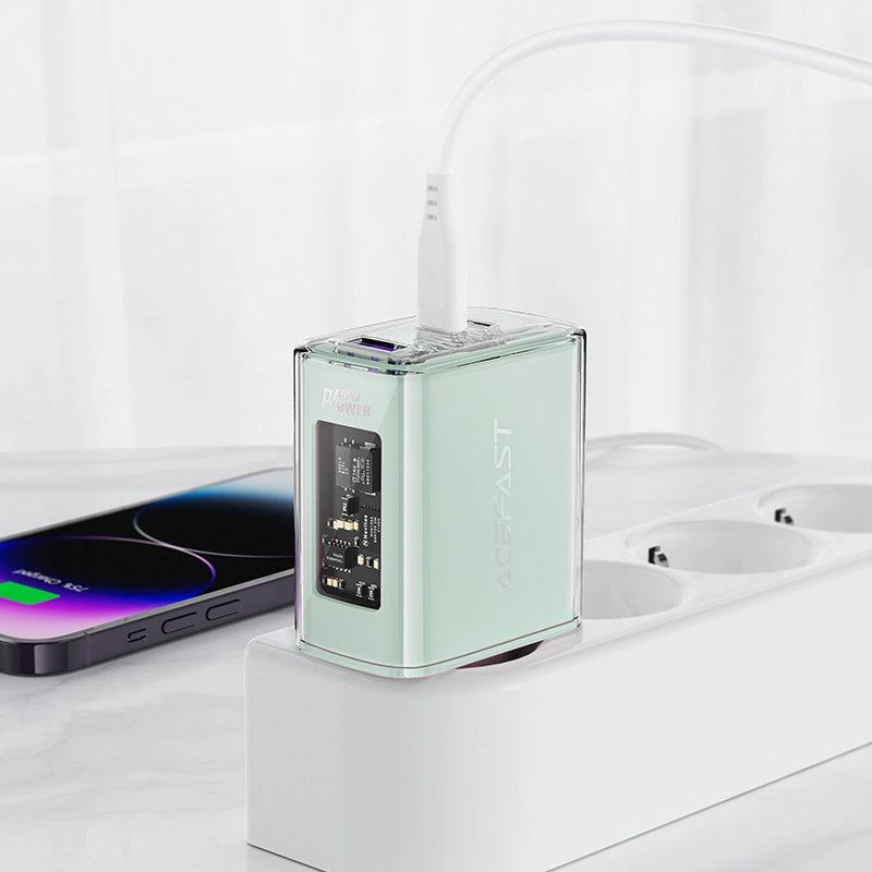Acefast charger GaN 65W 3 ports (1xUSB, 2xUSB C) gray (A45)_5