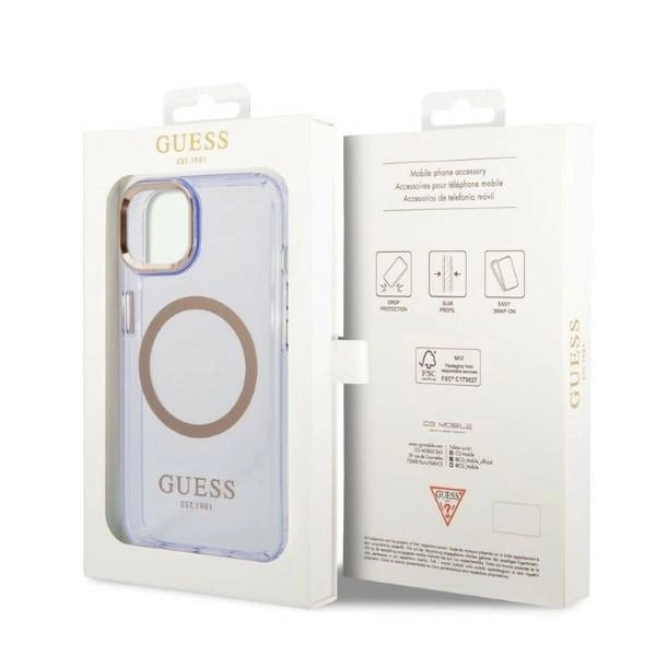 Guess GUHMP14SHTCMU iPhone 14 6.1" purple/purple hard case Gold Outline Translucent MagSafe_7