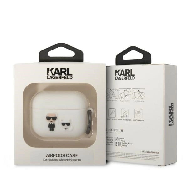 Karl Lagerfeld KLACAPSILKCW AirPods Pro cover white/white Silicone Karl & Choupette_2
