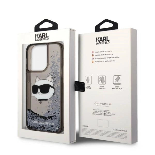 Karl Lagerfeld KLHCP14LLNCHCK iPhone 14 Pro 6.1" black/black hardcase Glitter Choupette Head_7