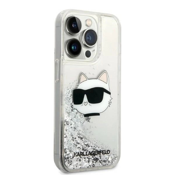 Karl Lagerfeld KLHCP14LLNHCCS iPhone 14 Pro 6.1" silver/silver hardcase Glitter Choupette Head_3