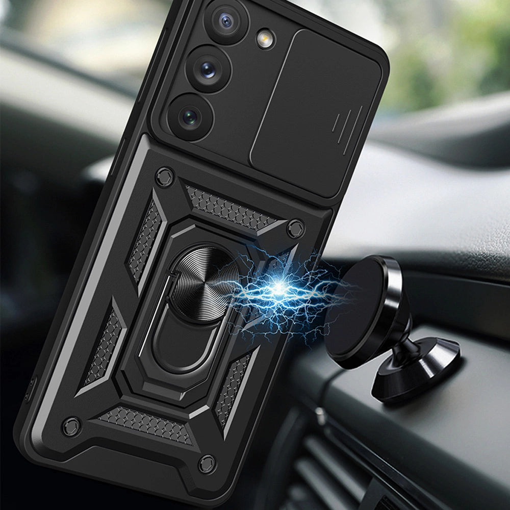 Hybrid Armor Camshield case for Samsung Galaxy S23 armored case with camera cover blue_2