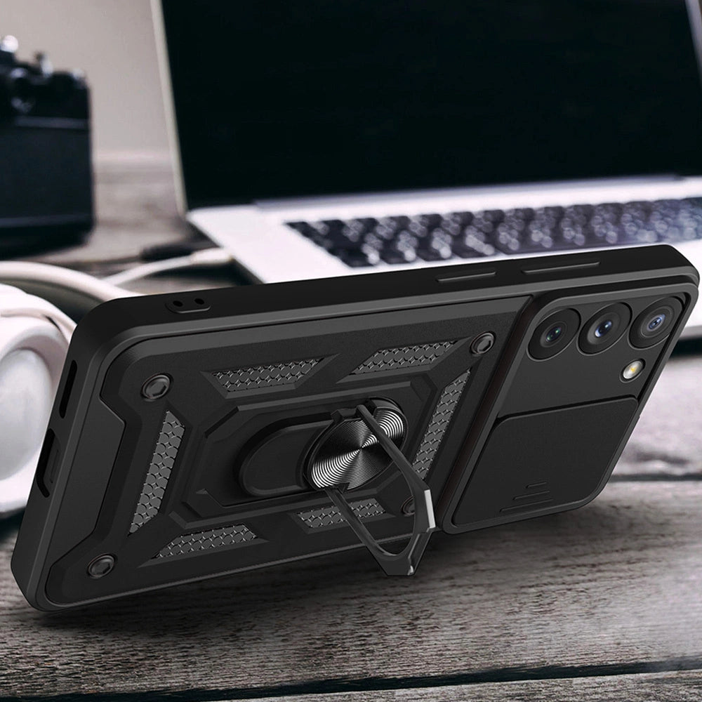 Hybrid Armor Camshield case for Samsung Galaxy S23 armored case with camera cover blue_5