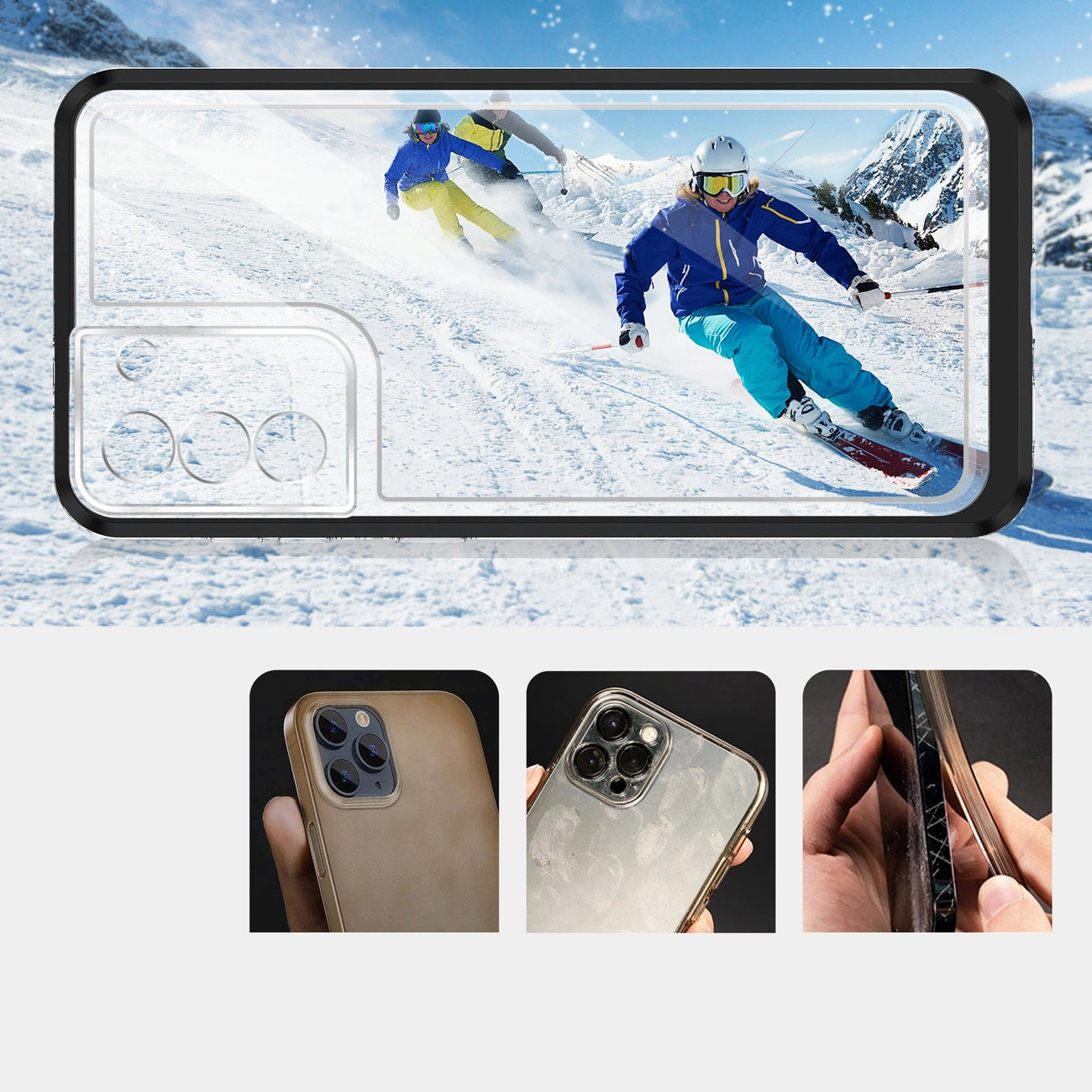 Clear 3in1 case for Samsung Galaxy S23+ silicone cover with frame black_1