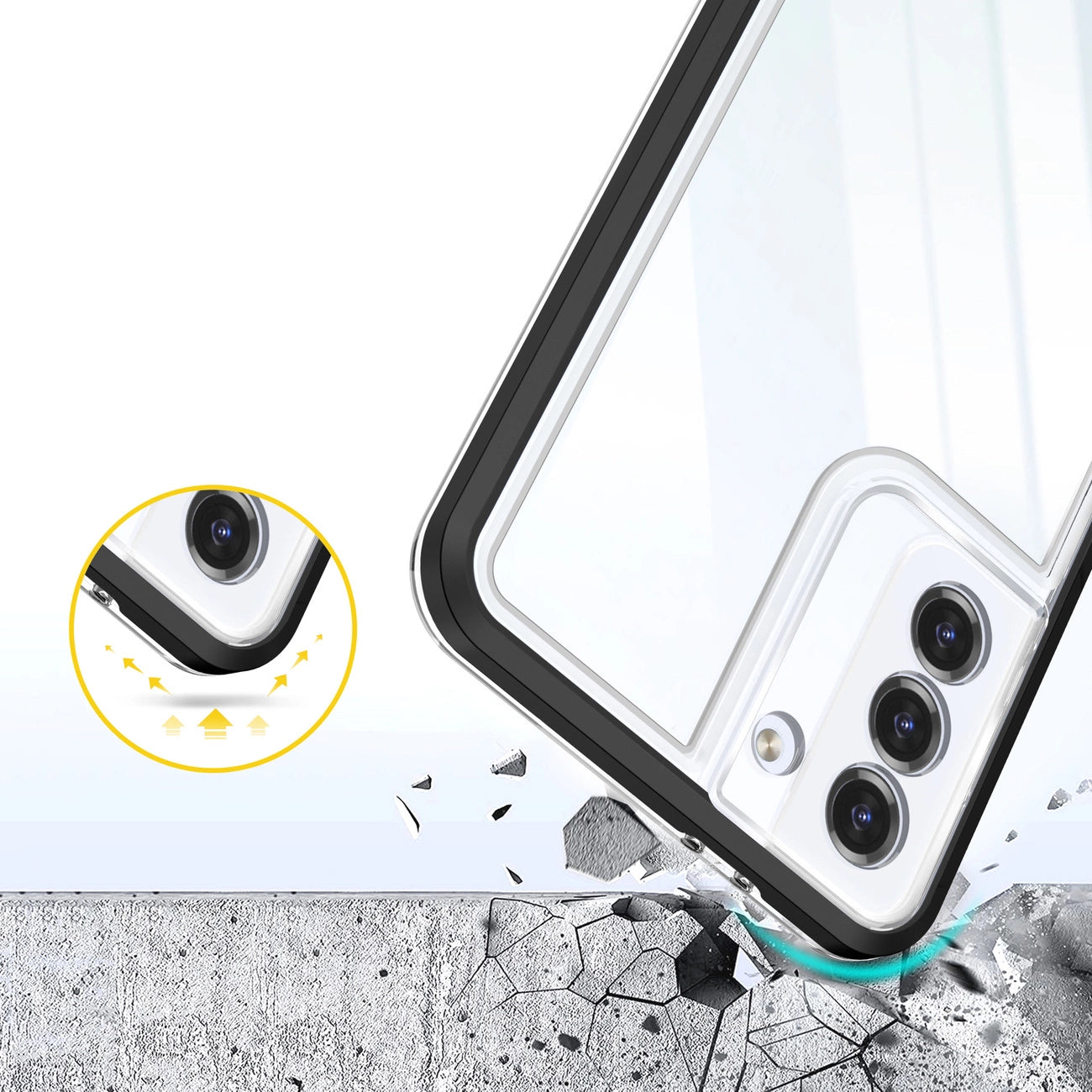 Clear 3in1 case for Samsung Galaxy S23+ silicone cover with frame black_4